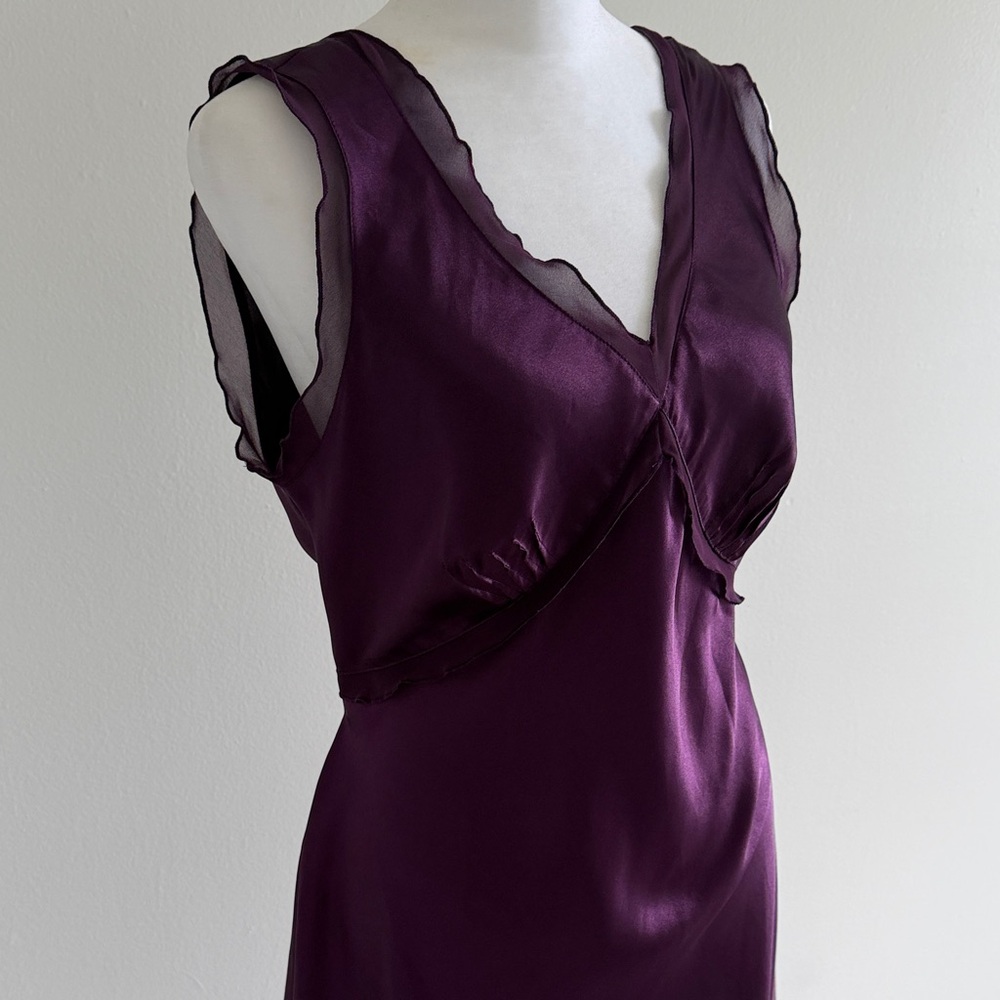 Deep Plum Sheer Trim Slip Dress